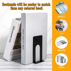 10 Pairs Metal Book Ends for Shelves, Heavy Duty Bookends for Office Home Kitchen Decorative, Nonskid Book Ends to Hold Heavy Books Black