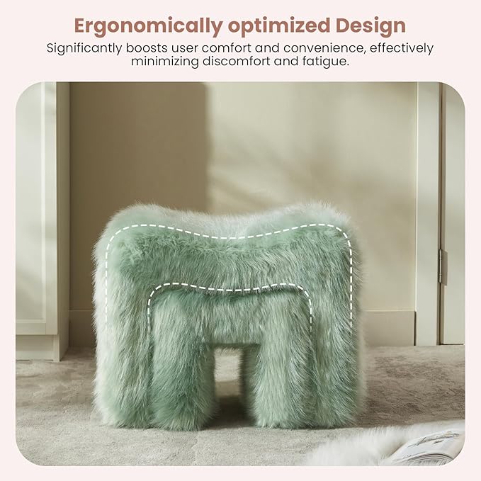 ZYKZYK Small Ottoman Set of 2 Vanity Stool Chair with Modern Ottoman Foot Rest M-Shaped Design for Bedroom Entryway Makeup Vanity Entryway (2-in-1) Green