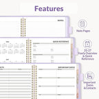 SUNEE 2026 Weekly & Monthly Planner 6.4"x8.5"- 12 Month (January 2026 - December 2026), Vegan Leather Cover, Pocket, Bookmark, Notes, Monthly Tab, Purple