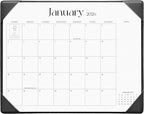Cabbrix Desk Calendar 2026 with Desktop Mat, Simplified Medium Desk Pad Calendar 15" x 12" January 2026 to June 2027, Desk Blotter Calendar for Home School and Office (Dark Black)