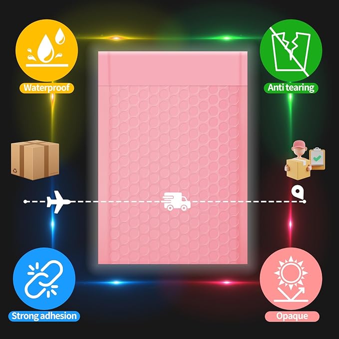 skardeco 4x8 Inch Pink Bubble Mailers 80 Pack Self-Seal Poly Padded Envelopes Suitable for Small Businesses to Package and Mail Jewelry Cosmetics, Electronic Products, Cards (Pink, 4 * 8-80)