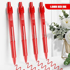 deegtran Pens Bulk, 50 Pack No Bleed Red Ink Click Pens with Soft Grip, Wholesale Retractable Ballpoint Pens for Office School, Medium Point Smooth 1.0MM