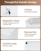 LAND·VOI Locking Wall-Mount Mailbox for Outside, with 4 Keys, Galvanized Steel Rustproof Metal Postbox, 4" Dx13.8 Wx11.2 H, Includes 3 Sets of Mailbox Numbers, Nameplate, White