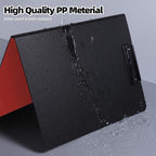 FRETONBA Clipboard Folder, A4 Foldable Clipboard with Horizontal and Vertical Double Metal Clips, 360 Degree Foldable Binder Clipboards with Pen Holder, File Cover Work Folder Clipboards, Red