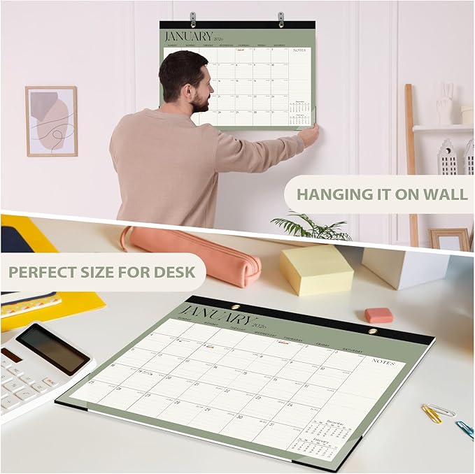 2026 Desk Calendar, Large Desktop/Wall Monthly Calendar (Jan. 2026 - Jun. 2027) 17'' x 12'' School Year Desk Planner for Teacher Family School Office Supplies