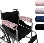 SPRING SEAON Wheelchair Armrest Covers 2 Pack Soft Memory Foam Wheelchair armrest Pads Wicking Washable for Office Transport Chair (Pink Leopard)