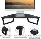 TEAMIX 26 inch Triangle Monitor Stand Riser, Desktop Corner Shelf with Metal Leg Wood Computer Stand with Storage Laptop Riser Office Organization