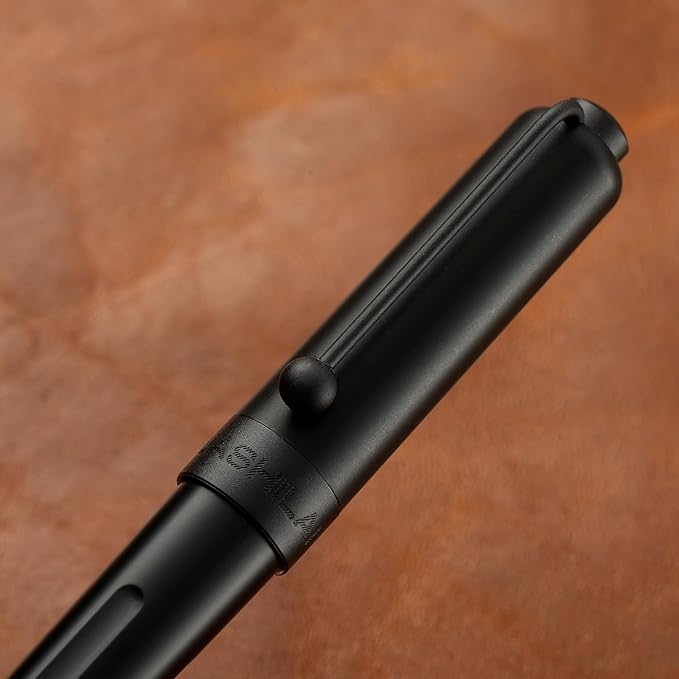 HUASHILAI Luxury Matte Black Forest Fountain Pen Set,Titanium Black Extra Fine and Medium Nibs,Includes 2 Ink Converters,10 Ink Cartridges,15ml ink，Premium Gift Case for Calligraphy (Extra Fine Nib)