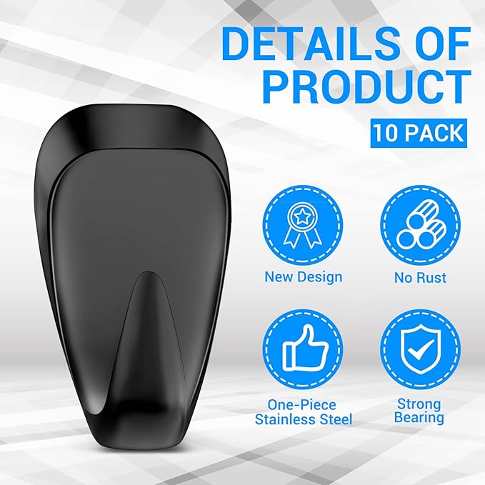 LEIFIDE Cubicle Hooks Fabric Panel Wall Hooks Cubicle Clips Picture Hangers for 40 Lbs Office Home Kitchen Room Board Hanging Supplies(Black,10 Pieces)