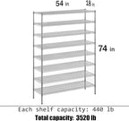 Regal Altair 18" Deep x 54" Wide x 74" Height Wire Shelving Kit | 8-Tier | NSF Commercial Storage Rack Unit