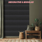 Large Cork Board Alternative 48" X 36" Bulletin Board - 12 Pack Removable Felt Wall Tiles, Cork Wall Tiles Bulletin Board Home Office Essentials - Black