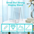 Boloyo Acrylic Book Stand with Ledge,10PC Clear Acrylic Display Easel Transparent Display Stand Holder Tablet Holder for Displaying Books,Magazine,Plate,Pictures,Artworks, CDs