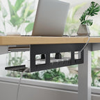 PEGZONE Under Desk Cable Management Tray, 15.7 Inches Metal Cord Organizer Rack, Desk Tray for Power Strip, Cord, Wire, Easy Mounting Cable Management Under Table for Home Office, Black