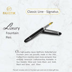 FANSTIK, Customized Fountain pen with name (MADE IN USA), stainless steel, black and Silver, luxury engraved pen personalized for men and for women. (Fountain Black-Silver)
