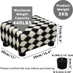 CAROLMADE Small Foot Stool Ottoman Sherpa Footstool with Legs Under Desk Footrest for Living Room Bedroom and Office, Soft Black+White