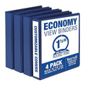 Samsill 1.5 Inch 3 Ring Binders, Made in USA, Economy Round Ring, Clear View Cover, 325 Sheet Capacity - for School, Home, Office - Blue, 4 Pack