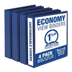Samsill 1.5 Inch 3 Ring Binders, Made in USA, Economy Round Ring, Clear View Cover, 325 Sheet Capacity - for School, Home, Office - Blue, 4 Pack