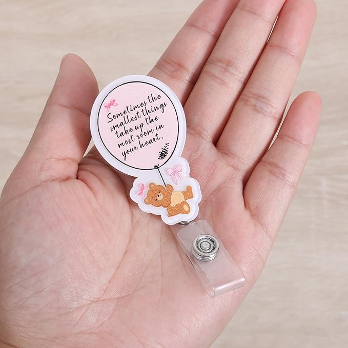 Sometimes The Smallest Things Take Up The Most Room in Your Heart, Retractable ID Card Badge Holders, Medical Badge Buddy for Pediatric Nurse Pediatrician CNM CCLS Geriatric LCSW Health Psychologist