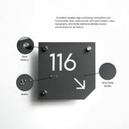 Bsign Office Door Numbers - Acrylic Room Signs - Gray Door Plates