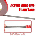 Double Sided Tape Heavy Duty, Waterproof Mounting Foam Tape, 36.5ft Length, 0.4in Width, High Temperature Resistant Adhesive Tape for Car, LED Strip Light, Office Decor, Uses 3M 5108 Raw Material