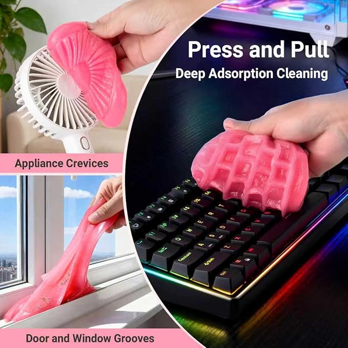 ColorCoral Universal Cleaning Gel Keyboard Dust Cleaner for Office Electronics Product,Cleaning Putty for Car Detailing Laptop Dusting Kit Computer Dust Remover,Computer Cleaning Accessories,Rose Pink