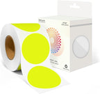 2 Inch Round Color Coding Labels (500 Count) - Fluorescent Yellow Dot Stickers Circle Labels with Dispenser Box for Warehouse, Filing, Industrial, Office Organization
