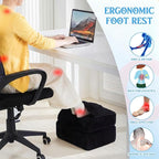 Novabright Foot Rest Under Desk at Work with 3 Adjustable Height, Non-Slip Ergonomic Foot Stool with Gel Top and Warm Pocket for Home Office Car Leg Back Rest(15" X 11" X 14.4",Cambered,Black)
