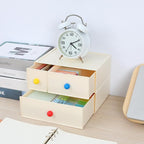 OSteed Desktop Drawers, Desk Organizer with 1 Large Drawer & Dopamine Handles, Stackable Plastic Storage Box for Home Collection, Cosmetics, Office Supplies (1 Tall Layer, Cream)