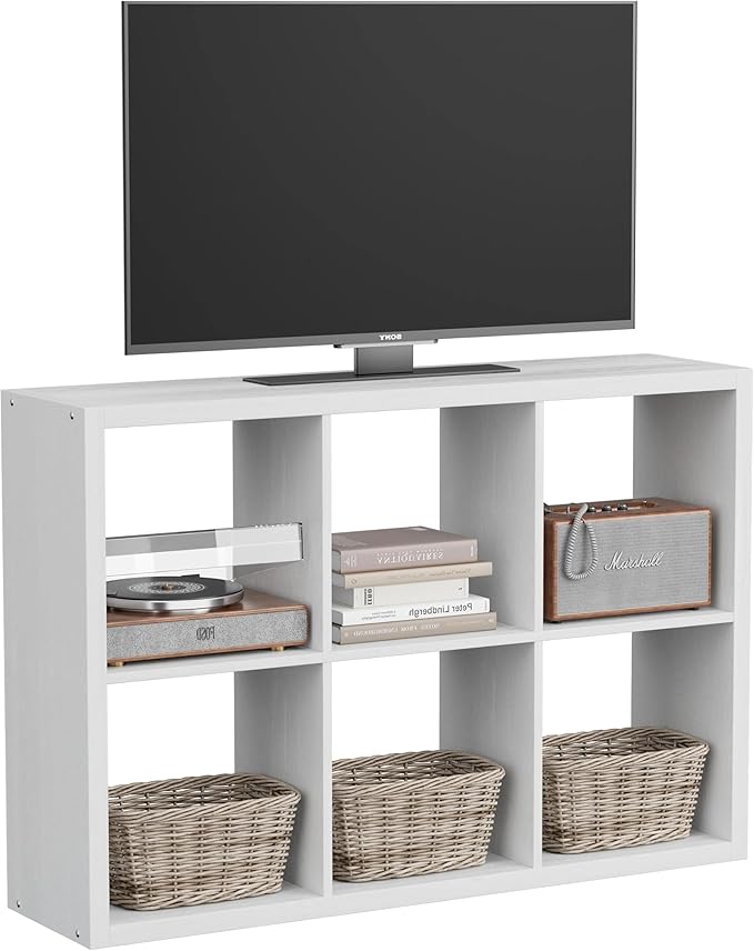 6 Cube Storage Organizer, 2x3 Cube Bookshelf, Cubby Storage Shelf, Wooden Organizer Shelf with Thickened Boards, for Closet Bedroom Home Office Living Room, 36.93" L x 9.37" W x 25.12" H, White