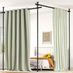 AKTOP Room Divider, No Drilling Curtain Tension Rods Wall Divider for Room Separation, 4-10ft(H) 30-147"(W) Adjustable, Heavy Duty Floor to Ceiling Space Separator Privacy Dividers for Rooms, Black