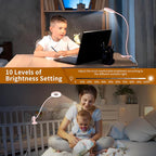 iZELL Desk Lamp, [3 Color Modes & 10 Brightness] LED Reading Light with Clamp, Silicone Flexible Arm Book Light for Kids Reading Book in Bed at Night Clip on Table, Headboard, Dorm - 15.8‘’ Pink