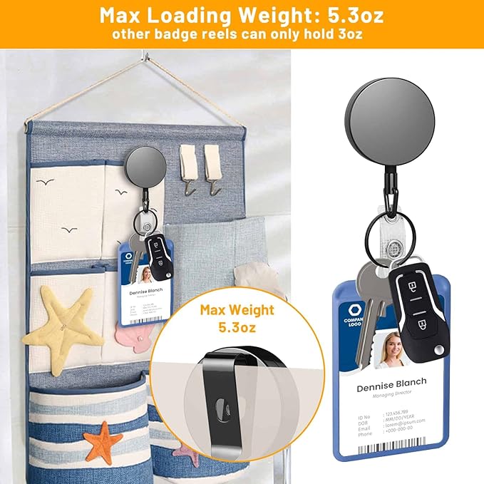 Selizo Metal Badge Reels - 3 Pcs Retractable Badge Holder with Belt Clip Key Ring for ID, Key, Name Card Holder