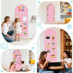 WUPIOS Magnetic Wall Decal Pink 39.3x17.5 Inch Arch Magnetic Chalkboard for Wall Magnetic Board for Playroom Peel and Stick Self Adhesive Blackboard with Colorful Liquid Chalks Magnet Wall Decal