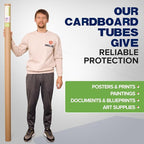 Paclord 3" x 72" Reinforced Kraft Paper Mailing Tube, Pack of 6 Tubes with 12 Caps – Secure USPS Approved Poster Tube – Cardboard Tube for Shipping and Storing Posters, Prints, Artwork, or Documents