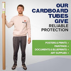 Paclord 3" x 72" Reinforced Kraft Paper Mailing Tube, Pack of 4 Tubes with 8 Caps – Secure USPS Approved Poster Tube – Cardboard Tube for Shipping and Storing Posters, Prints, Artwork, or Documents