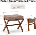BAMBOOHOMIE Foldable Foot Stool Ottoman, Modern Foot Rest with Bamboo X Legs & Thick Foam Cushion, Folding Foot Stools Small Padded for Bedroom Living Room, Footstool for Chair Couch (Brown - Brown)