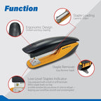 INOZTO Ergonomic Stapler, 20 Sheet Capacity & 100 Staples Storage, with Staple Remover & Non-Slip Base, for Office, School, Home Use, Custom Logo & Colors