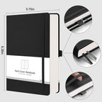 AHGXG Bullet Dotted Journal - 320 Numbered Pages Dot Grid Notebook A5 Thick Journal, 100gsm Thick Dotted Paper, Leather Hardcover,Inner Pocket, 5.75'' × 8.38'' - Black