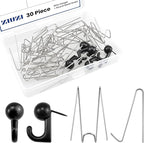 ZIUZI 30 Pcs Cubicle Hooks, Metal Push Pin Hangers, Heavy-Duty Wire Hangers for Office Cubicles, Home Decor, Picture Frames & DIY Projects
