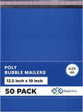 Royal Blue 12.5x19.5 Inch Large Poly Bubble Mailers #6 | Padded Envelopes with Self Seal | Air Lined Cushioned Bubble Mailer | Usable Size 12.5x15 | 50 Pack Bulk | Lightweight shipping Bags