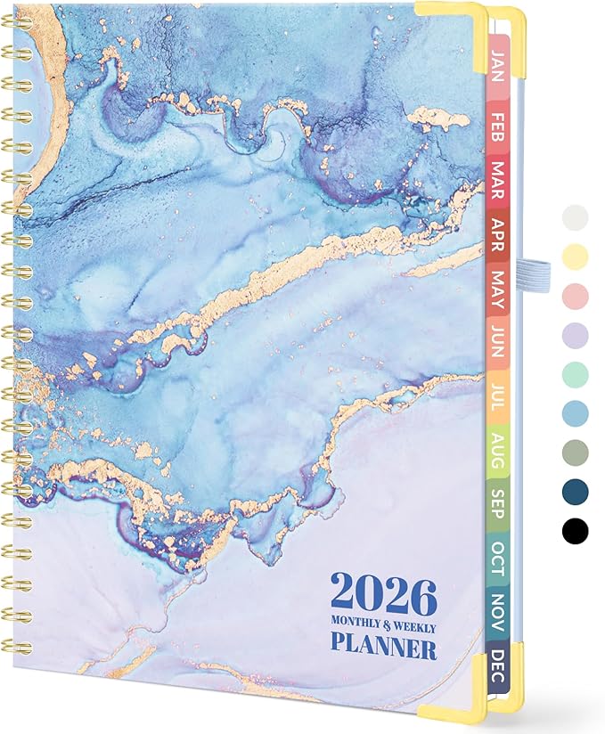 2026 Planner, Forvencer Calendar Planner Weekly and Monthly, Jan 2026-Dec 2026, 8.5" X 11", Hardcover Agenda Book, Daily Journal Organizer with Inner Pocket, Notebook Office School, A4, Marble Style