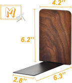 VIVTOB Book Ends, Black Walnut Wooden Bookends for Shelves - Heavy Duty Non-Slip Book Organizers, Upgraded Decorative Bookend Holders for Home, Kitchen, Office, Set of 2, Medium