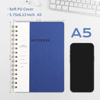 Spiral Notebook-5.75" x 8.125" College Ruled Journal with Inner Pockets and 160 Pages,PU Leather Cover Business Journal, Twin-Wire Binding Notebook Perfect for Office & Home School Supplies 6 pack Black/NavyBlue