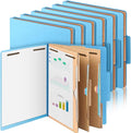 12 Pcs Classification Folders Letter Size 3 Pocket Dividers Employee File Folder with 2 Prongs Fasteners, 2 in Expansion Heavy Duty Pressboard File Holder for School Office Medical Document(Blue)