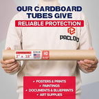 Paclord 2" x 18" Heavy-Duty Reinforced Cardboard Mailing Tube, Pack of 4 Tubes with 8 Caps – Secure USPS Approved – Great for Shipping and Storing of Prints, Artwork, Posters or Documents