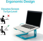 BLACK+DECKER Laptop Stand for Computer Desk, Ergonomic Laptop Stand for Desk, Lap top Riser Compatible with Macbook Notebook, Lap top Holder, Durable Aluminum Computer Riser Accessories, LochNess Blue