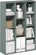 Furinno LUDER Book Shelf, 11-Cube Bookshelf, Reversible Bookcase, 9.4" x 29.1" x 41.7", for Living Room, Bedroom, Home Office, Sage Green
