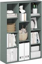 Furinno LUDER Book Shelf, 11-Cube Bookshelf, Reversible Bookcase, 9.4" x 29.1" x 41.7", for Living Room, Bedroom, Home Office, Sage Green