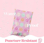 Pretty Package Store 6x9 Designer Poly Mailer 100 Pack Heavy Duty Waterproof Self Seal Shipping Bags for Small Business Large Mailing Envelopes Bulk Tear Resistant Cute Packaging Smiley Face