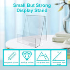 Boloyo Acrylic Book Stand with Ledge,10PC 4 Inch Clear Acrylic Display Easel Transparent Display Stand Holder Tablet Holder for Displaying Books,Magazine,Plate,Pictures,Artworks, CDs